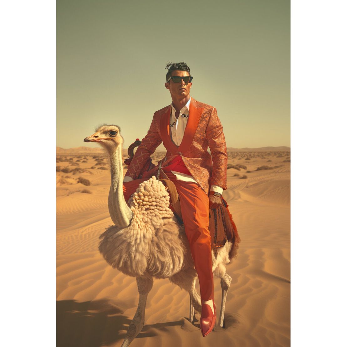 Cristiano riding the ostrich